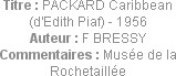 Titre : PACKARD Caribbean (d'Edith Piaf) - 1956
Auteur : F BRESSY
Commentaires : Musée de la Roch...