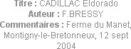 Titre : CADILLAC Eldorado
Auteur : F.BRESSY
Commentaires : Ferme du Manet, Montigny-le-Bretonneux...