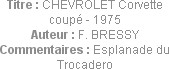 Titre : CHEVROLET Corvette coupé - 1975
Auteur : F. BRESSY
Commentaires : Esplanade du Trocadero