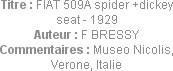Titre : FIAT 509A spider +dickey seat - 1929
Auteur : F BRESSY
Commentaires : Museo Nicolis, Vero...